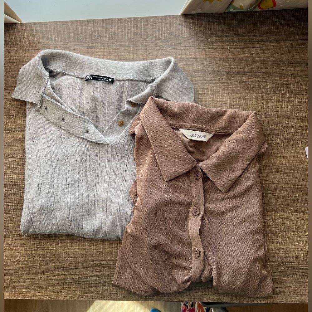 BUNDLE: two top brand, barely worn collared long sleeves